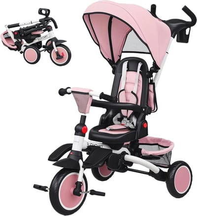 Kinderdriewieler 6-in-1 - Babyfiets Duofiets - Samen op pad - 360 graden draaibare zitting