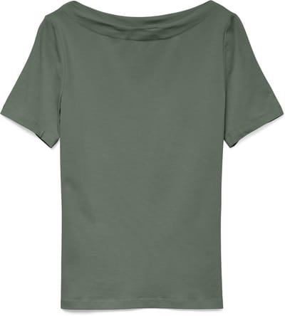 Boat Neck Short Sleeve Top Wo - Green Tops