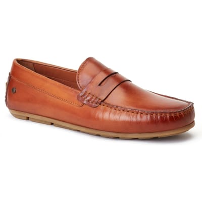 Base London Collins Driver Leren Heren Loafers in Gebrande Tan