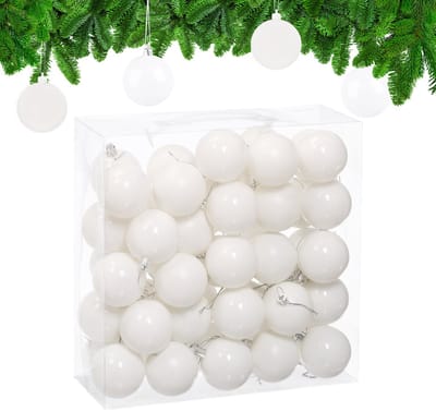kerstballen set van 50 - Ø 6 cm - glanzend - mat - kunststof - wit