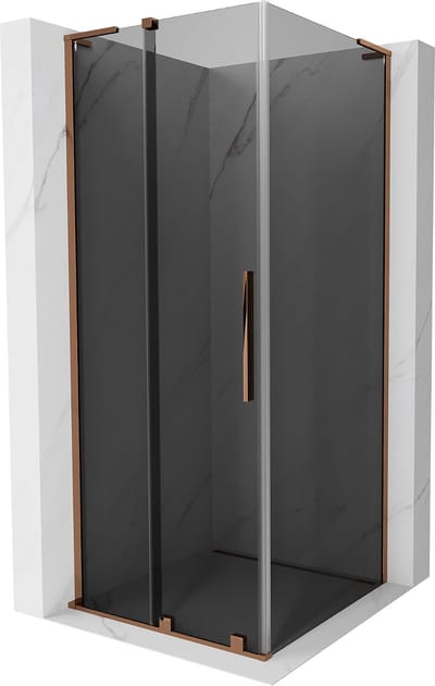 Mexen Velar L schuifbare douchecabine 90 x 90 , grafiet, roze goud - 871-090-090-43-60