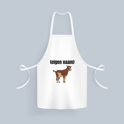 Akyol - geit met hoorn Keukenschort - Geit - geiten liefhebbers - met eigen naam - dieren liefhebber - leuk cadeau voor iemand die houdt van geiten - cadeau - kado - 82 bij 71 cm