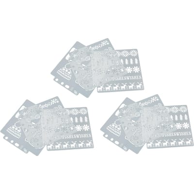 9 stuks Holle Schildersjablonen PET Kerststijl Herbruikbare Kopieer Tekensjablonen Borden white