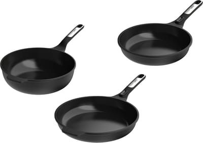 Phantom Pannenset – Braadpan Ø 24 cm – Braadpan Ø 28 cm – Wokpan Ø 28 cm – Keramische Antiaanbaklaag – PFAS-vrij – Met Aluminium Deksel – Alle Kookplaten, Inclusief Inductie - - PFAS-vrij