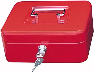 Geldcassette - Kassakistje - Veilig Geld Bewaren - Stevig Staal - 20x16x9 cm - Rood