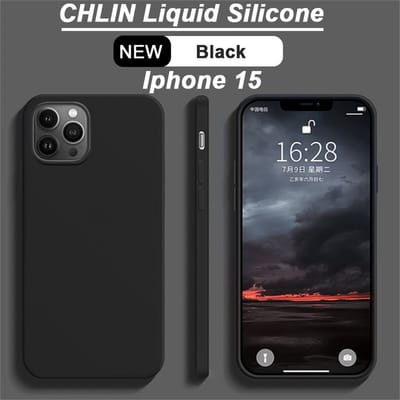 CL CHLIN Siliconen Hoesje voor iPhone 15 – Zwart – Zachte Binnenvoering – Verhoogde Randen