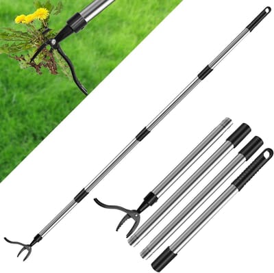Dailygoods- Onkruidsteker 148 cm - Onkruidverwijderaar - Wortelverwijderaar - 4 Klauwen - Voetpedaal - Efficiënt verwijderen van onkruid