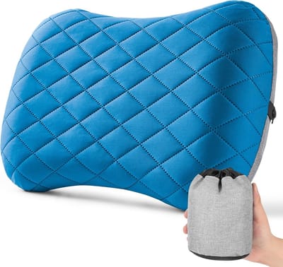 Thijox - Opblaasbaar Kussen Strand - Ultralicht Camping Kussen - Ergonomisch Reiskussen - Snel Opblaasbaar - Compact en Draagbaar - Blauw - Perfect vo