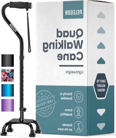 Vierpoot Stok - Wandelstok Stabiliteit - Extra Balans - Grote 4-voet basis - Tot 136 kg - Zwart