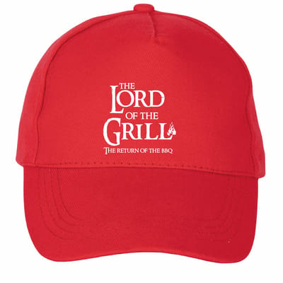 Mijncadeautje - 5 panel - BBQ Cap - Verstelbaar - Pet van 100% dik geborsteld katoen- unisex - opdruk wit - Lord of the Grill - Rood