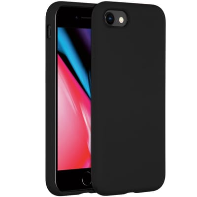Accezz Hoesje - Geschikt voor Apple iPhone SE (2022) / SE (2020) / 8 / 7 - Liquid Silicone Backcover - Zwart