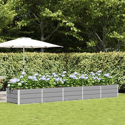 vidaXL - Plantenbak - Lichtgrijs - 400 - x - 80 - x - 45 - cm - Staal