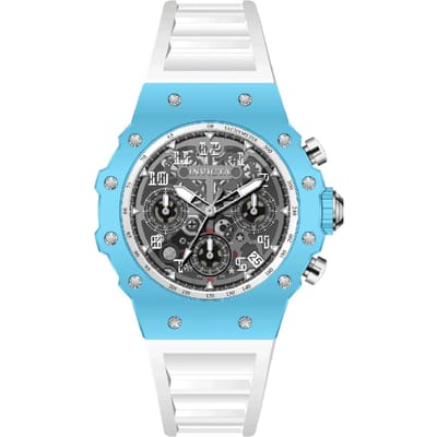 Invicta Racing 69627 Herenhorloge - Quartz Uurwerk - Acryl met Zilveren Wijzerplaat - 40 mm