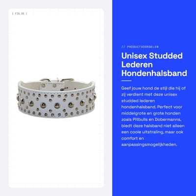 Dailygoods- Halsband Lederen - Verstelbaar - Medium/Groot - 2 Inch Breed - Duurzaam Kunstleer - 5 Verstelgaten - Vernikkelde Hardware - Hondhalsband