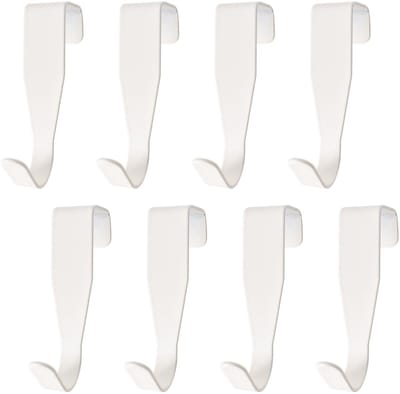 Dailygoods - Deurhaken voor kleerhangers, 8 stuks, deurhaken, kledinghaken voor witte kleerhangers, koolstofstaal, voor slaapkamer, badkamer, keuken, kast