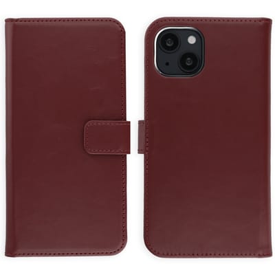 Selencia Hoesje - Geschikt voor Apple iPhone 13 - Echt Lederen Bookcase - Burgundy