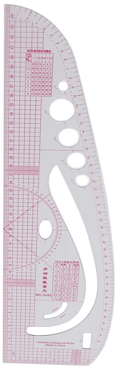 Armhole Curve Liniaal - Snijden en Naaien Liniaal voor Lichaamskleding - 3245 Polymeer Plastic Stof Meetliniaal