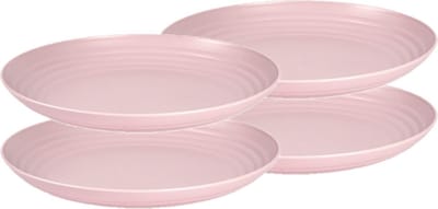 PlasticForte Bord - 4x stuks - D25 cm - roze - kunststof - rond - camping bord - dinerbord