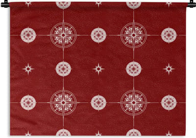 Wandkleed - Wanddoek - Kompas - Reizen - Patronen - 120x90 cm - Wandtapijt