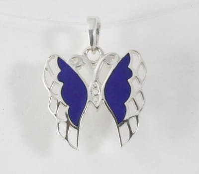 Fijne zilveren vlinder hanger met lapis lazuli