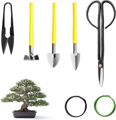 Bonsai gereedschapset met bonsai draad - 7-delige set voor optimale verzorging van bonsai bomen