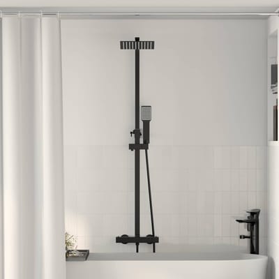 vidaXL - Thermostatische - Douche - Systeem - Set - Zwart - Roestvrij - staal - 201