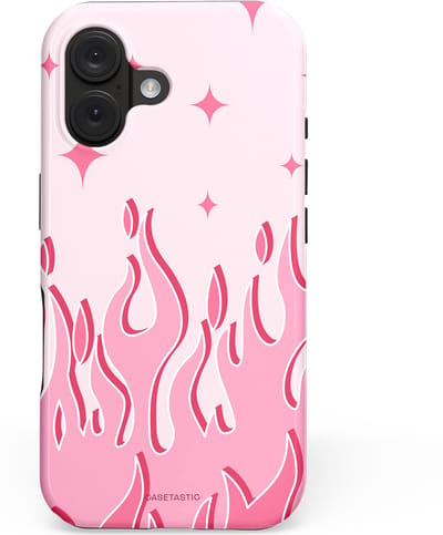 Casetastic hoesje geschikt voor Apple iPhone 16 - MagSafe - Dubbellaagse bescherming - Twinkelvuur - Fashion Case - Wit Lichtroze Koraal
