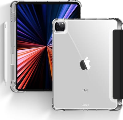 Mobiq Tablet Hoes - geschikt voor iPad Pro 11 inch (2022/2021/2020) Generatie 2/3/4 - Clear Back Trifold Bookcase Hoesje