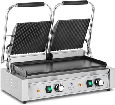 Professionele Dubbele Contactgrill Elektrisch 3600W - Geribbeld & Glad Oppervlak