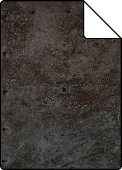 Proefstaal Origin Wallcoverings behang grote verweerde roestige metalen platen met klinknagels zwart en donker petrol blauw - 26,5 x 21 cm - 337227-S