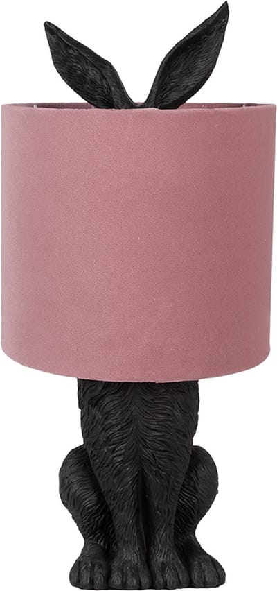 Clayre & Eef Tafellamp Konijn Ø 20x43 cm Zwart Roze Kunststof