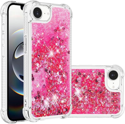 Coverup Hoesje - Geschikt voor iPhone 16e / 17e Hoesje - Coverup Liquid Glitter Back Cover - Pink