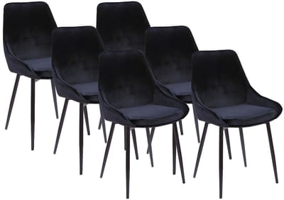 Vente-unique Set van 6 stoelen MASURIE - Fluweel - Zwart