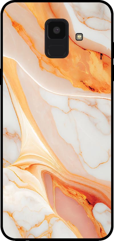 Smartphonica Telefoonhoesje voor Samsung Galaxy A6 2018 met marmer opdruk - TPU backcover case marble design - Oranje geschikt voor Samsung Galaxy A6 2018