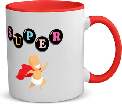 Akyol - super baby met cape koffiemok - theemok - rood - Baby - super baby - verjaardag - geboorte - baby shower - cadeau - kado - geschenk - gift - 350 ML inhoud