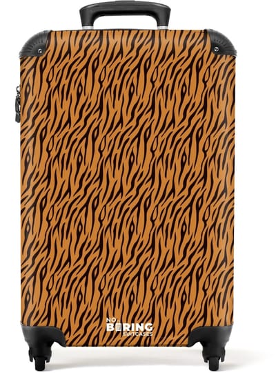 NoBoringSuitcases.com - Koffer - Oranje tijgerstrepen met vloeiend motief - Past binnen 55x40x20 cm en 55x35x25 cm - Trolley handbagage - Valiezen met wieltjes volwassenen - Reiskoffer op wielen - Rolkoffer lichtgewicht