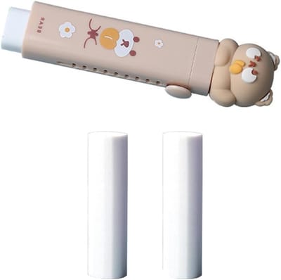 Schattige uitrekbare gum met 2 navullingen, ideale gum voor school en kantoor, perfect voor stationery liefhebbers - Coffee Bear