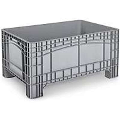 Transport- en stapelcontainer Noah, zonder deksel, bodem & wanden gesloten, inhoud 354 l, draagvermogen tot 300 kg, 4 voet, B 1200 x D 800 x H 580 mm, voedselveilig polyethyleen, grijs