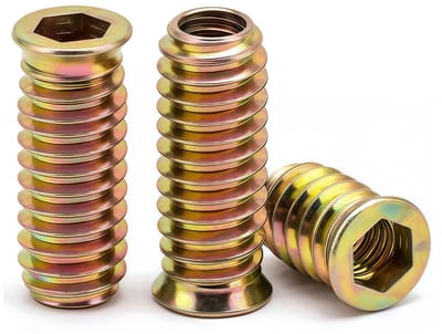 Hex Moeren M8 x 25 mm, Set van 20 Gegalvaniseerd voor Hout, Inclusief Draadbussen en Schroefmoeren voor Meubels en Klusprojecten