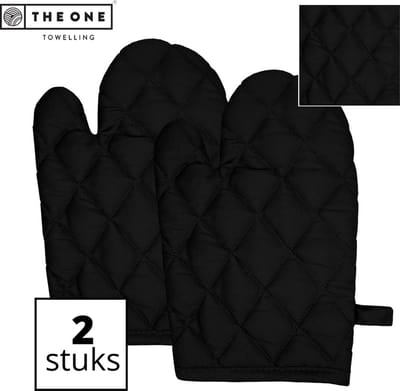 The One Towelling Ovenwanten - 20 x 29 cm - 2 Stuks - Ovenhandschoen - 100% Katoen - 185 gr/m² - Zwart