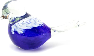 Loranto - Beeldjes - Vogel Blauw - Witte Decoratie - Luxe Cadeau Glas