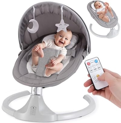 Draagbare elektrische babyschommel voor zuigelingen 0-12 maanden - Bluetooth en 5 zwenksnelheden