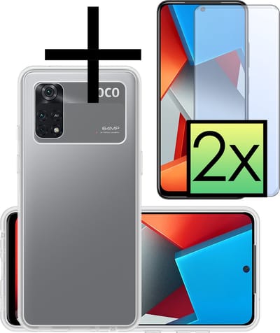 Hoesje - Met 2x Screenprotector - Geschikt voor Xiaomi Poco X4 Pro 5G - Sterk & Shockproof - Back Cover - Siliconen Case - Telefoon Hoes - Transparant