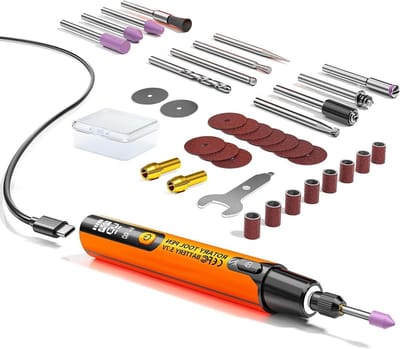 Draadloze Roterende Tool - Graveerpen Set - Handwerken Modelbouw - 6 Snelheden Oplaadbaar - 3.2mm Klembereik - Oranje