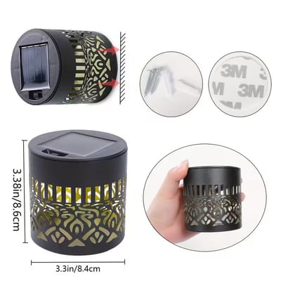 Set van 2 solar buitenlampen - Solar Lamp – Tuinverlichting – Decoratieve solarverlichting – LED-tuinlampen – Voor terrassen & tuinen – IJzer – Zwart