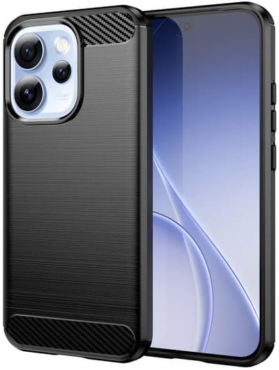MobyDefend Hoesje - Geschikt voor Oppo Reno15 Pro - TPU Backcover - Geborstelde Metaal & Carbon-Look - Zwart