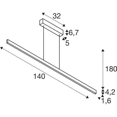 SLV One Linear LED hanglamp, 140 cm, messing