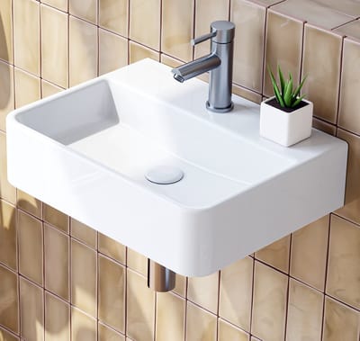 HOROW Toiletfontein -Wandmontage Keramiek - Glans Wit - 38x26x9 cm - Badkamer Wasbak - Wit Hoogglans Opzetwastafel