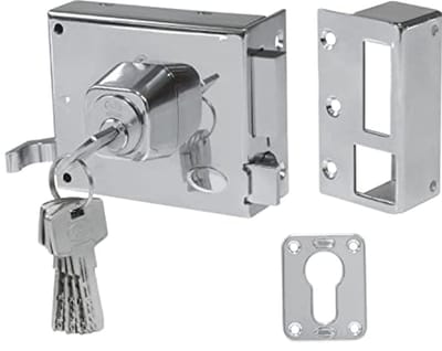 Deurslot met hendel - Overslagslot grendel - Deurbeveiliging thuis - Europrofiel cilinder - 100 x 85 mm - Zilverkleurig