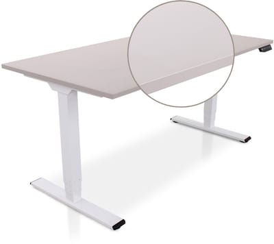 Lineaflex MRC COMFORT Zit-Sta Bureau – Elektrisch Verstelbaar – 160x80 cm – Blad Sand Grey – Wit Frame – ARBO Norm NEN-EN 527 – Met memorybediening – 100 KG Draagvermogen – 130 cm Hoog